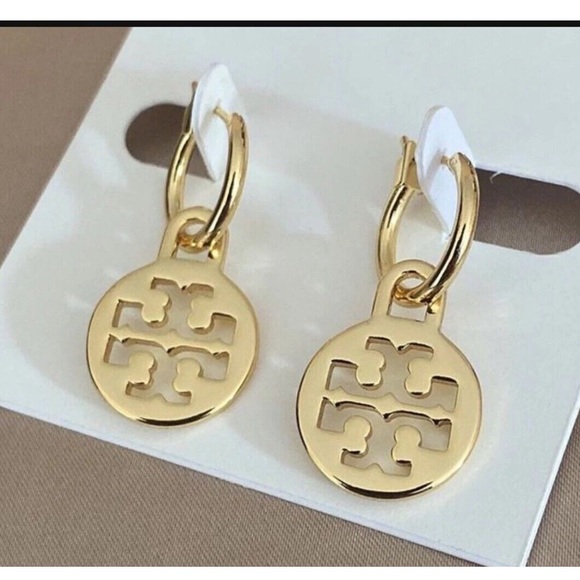 Tory Burch Jewelry - Tory Burch Gold Emblem Drop Earrings